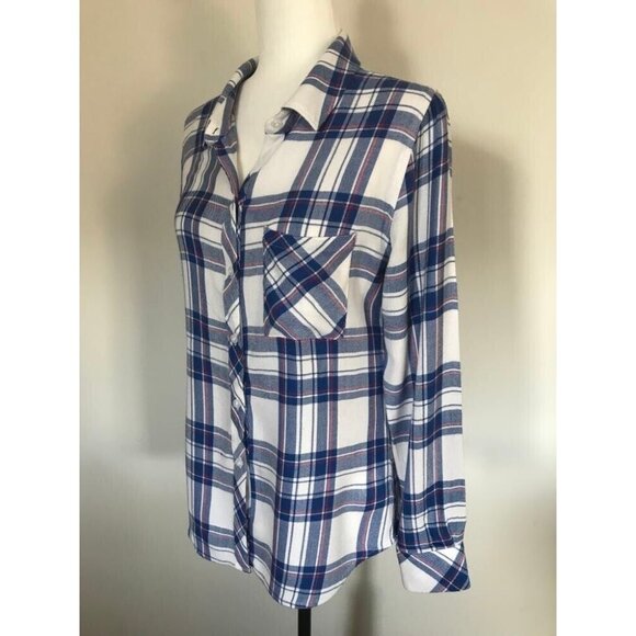 RAILS Long Sleeve Shirt Size Small Button Up Hunter White Blue Raspberry Plaid - Picture 4 of 8
